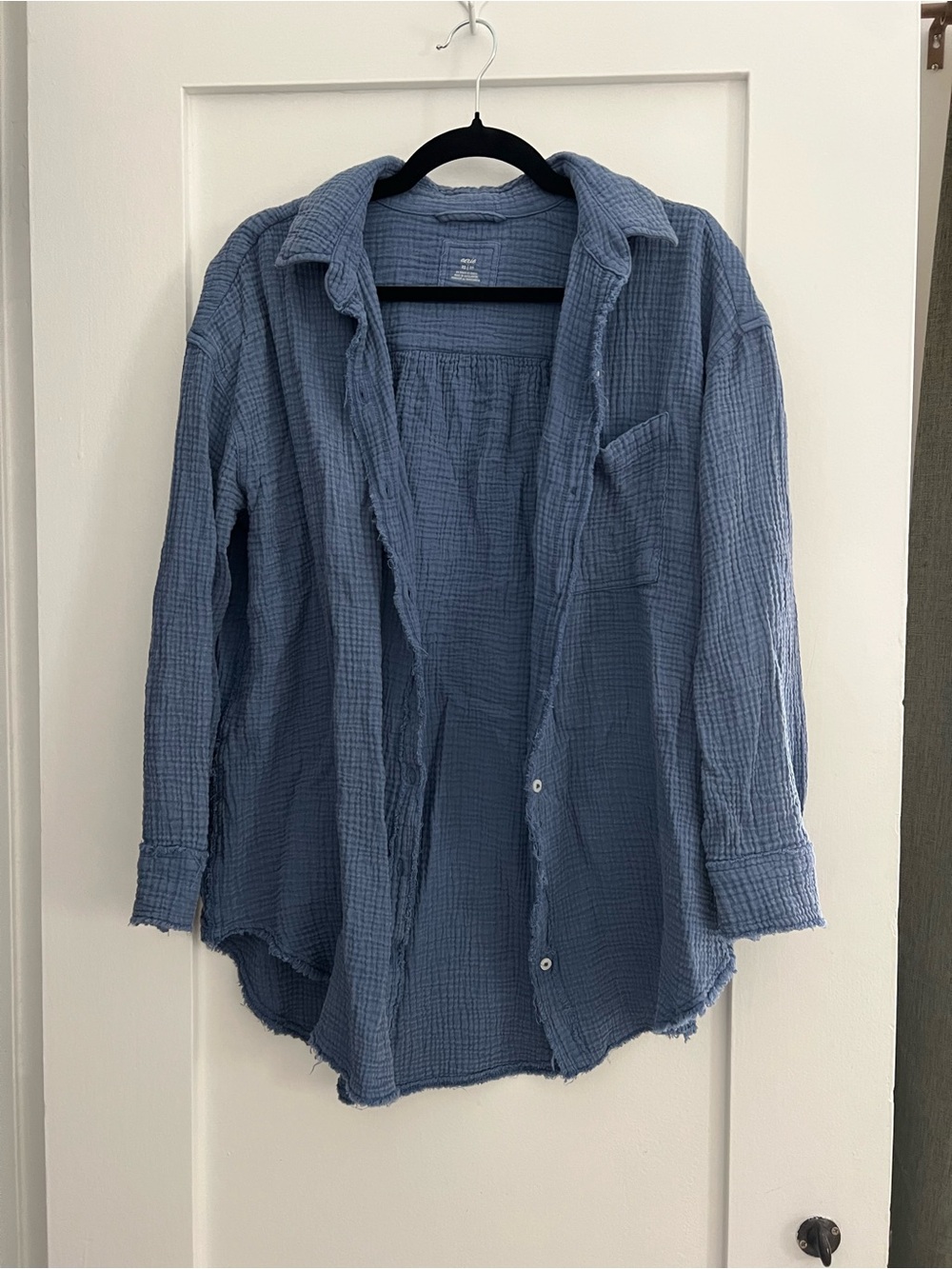 aerie Light Blue Gauze Button-Down Shirt